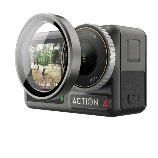 Telesin CPL ND филтри за DJI Osmo Action камери, сребрист пръстен, тъмно стъкло.