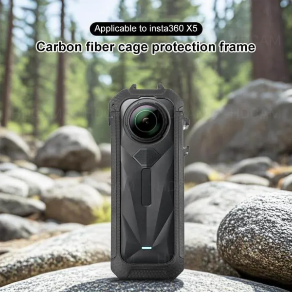 Черна защитна рамка от карбонови влакна тип клетка за Insta360 X5.