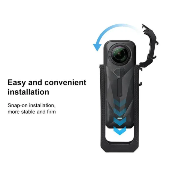 Черна защитна рамка Insta360 X5 със система за бърз монтаж.