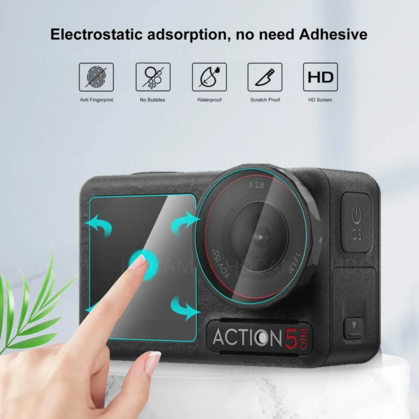 Стъклени протектори за DJI Osmo Action 5, защита за екрани и обектив, прозрачни.