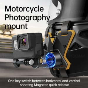 GARV Chin Magnetix черна магнитна стойка за брадичка на GoPro каска, жълти акценти.