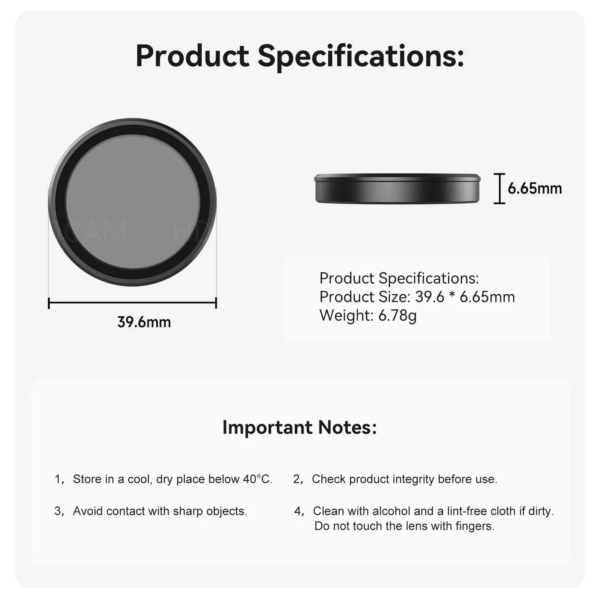 Черен UV филтър Telesin за DJI Osmo Action 3, 4 и 5