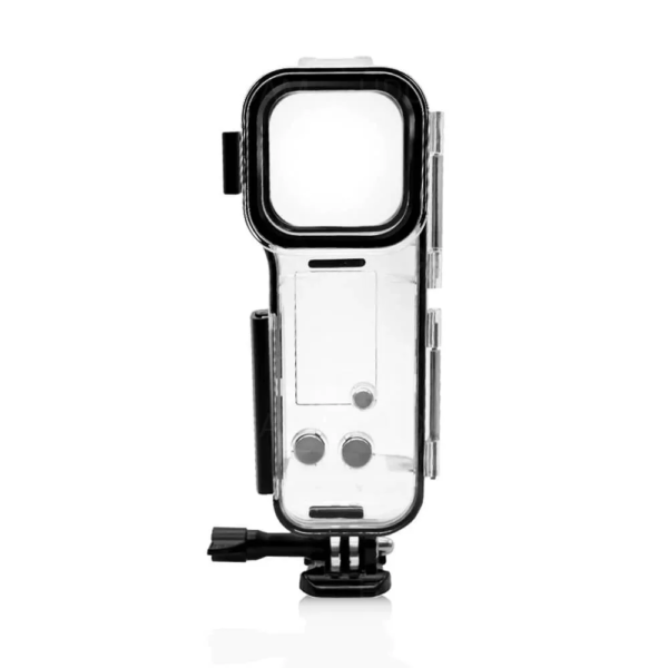 Прозрачен водоустойчив корпус за DJI Osmo Pocket 3 с черен монтаж.