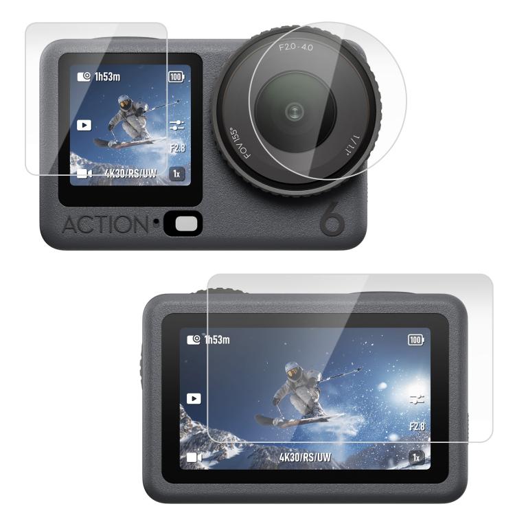 Стъклен протектор за DJI Osmo Action 6, За двата екрана и обектива