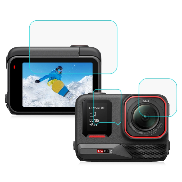 Стъклен протектор за Insta360 Ace Pro 2, За двата екрана и обектива