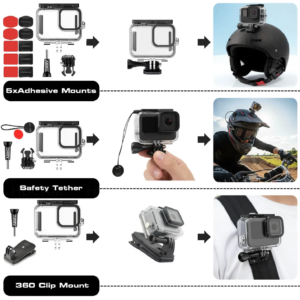 GARV комплект аксесоари за GoPro Hero 3 3+ 4 – различни монтажи, закрепване.