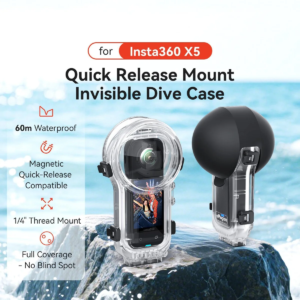 Водоустойчив корпус за Insta360 X5, 60м/196ft дълбочина, бързо отваряне, невидим дизайн SKU INS-X5-WH-1 - 2