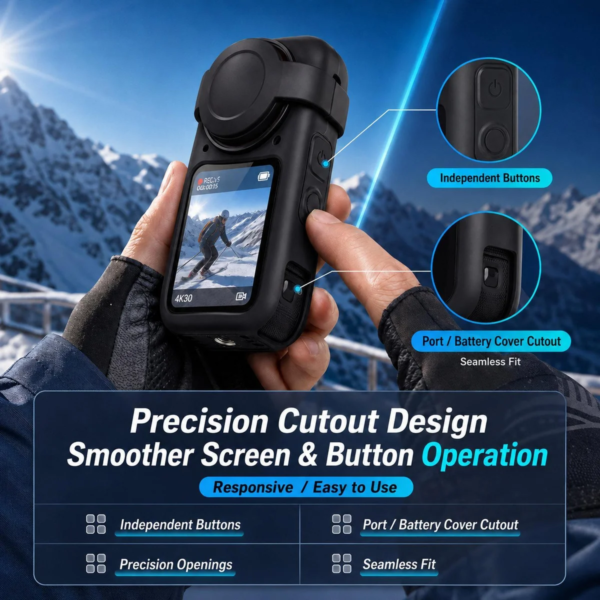 Силиконов защитен калъф и капак за обектив за Insta360 X6, черен, SKU: INS-X6-SC - 4