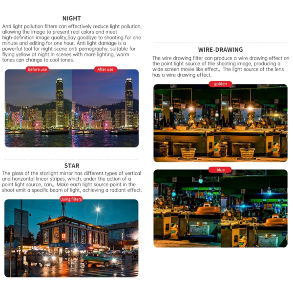 Филтри 12‑в‑1 UV CPL ND/PL STAR NIGHT за DJI Osmo Pocket 3 – защита и цветова корекция (SKU 1909-34) - 5